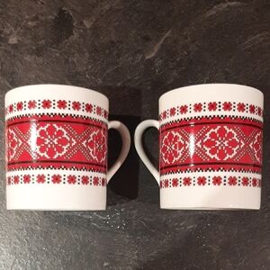 2 Ukrainian🇺🇦 Small Red and Black Patterned Mugs Design by Firchuk